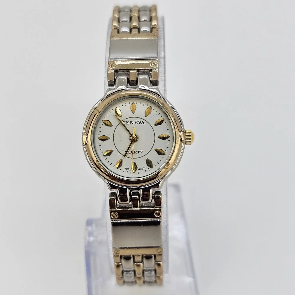 23MM Women's Watch White Dial Gray Gold Bracelet Bands 7